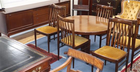 A Bramin Mobler Danish teak dining suite - sideboard, extending dining table and six chairs Table 215cm extended (two spare leaves)